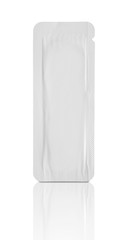 Blank white sachet packaging for food cosmetic and medicine isolated on white background