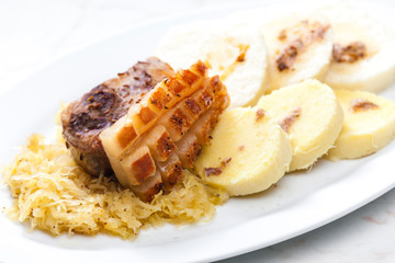 traditional Czech cuisine pork with cabbage and dumplings