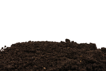 A handful of earth isolated on white background.