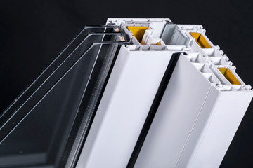 Plastic window profile with triple glazing