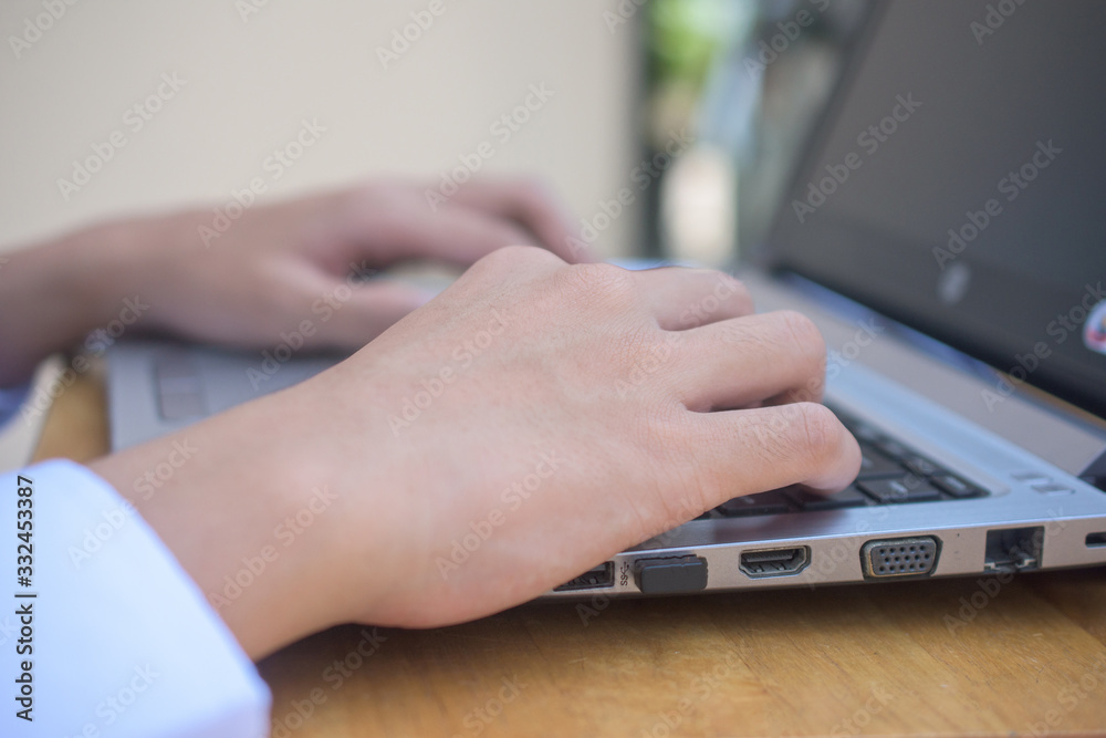 Wall mural businessman typing computer working in office