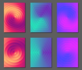Set of simple abstract colorful covers with geometric shapes. Templates for card, brochure, flyer, poster, leaflet. Vector eps10, A4 size.