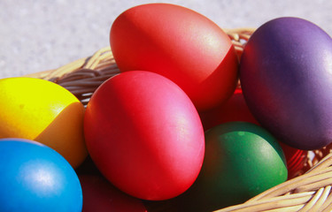 Easter eggs colors in basket