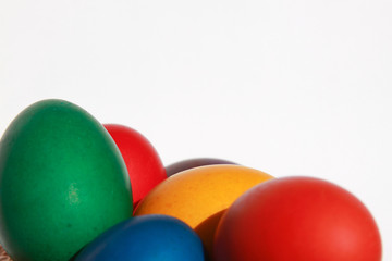 Colorful Easter eggs texture white background