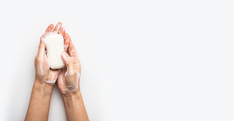 Health care hygiene protection against virus, bacteria, flu and coronavirus, covid-19 by washing...