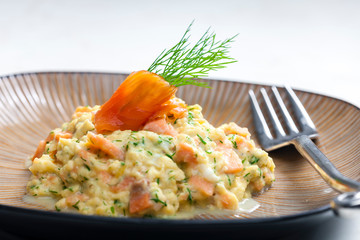 scrambled eggs with smoked salmon