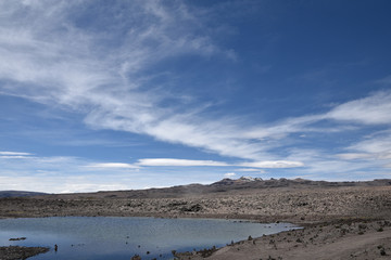 Lac de l'altiplano andin, P&eacute;rou