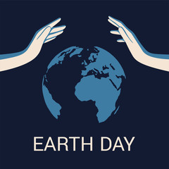 Happy Earth Day vector card. Template with the globe for Earth Day. Vector illustration for banners, posters. Save the Planet concept, April 22. Vector background
