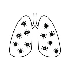 lungs icon covid 19 sign. lungs with virus icon vector