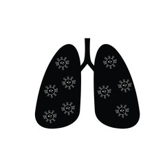 lungs icon covid 19 sign. lungs with virus icon vector