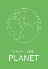 Save the Planet vector banner. Vector template with the globe for Earth Day. Vector illustration for banners, posters, cards. Save the Earth concept, April 22
