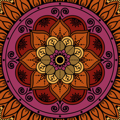 Ethnic Mandala Ornament. Arabic, Pakistan, Moroccan, Turkish, Indian, Spain motifs.