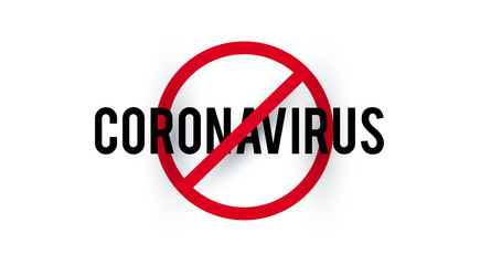Stop Coronavirus COVID-2019 on blue background. Virus 2019-nCoV cells.