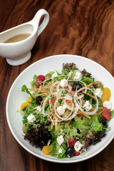 greek salad with feta cheese and olives with citrus vinaigrette