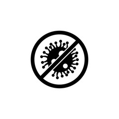 Black stop icon  virus, Bacteria, Germs and Microbe  isolated on white background. Vector Icon Illustration