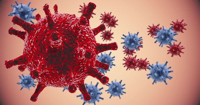 Covid-19 Corona-virus 3d Microscopic concept. The Covid 19 virus started in Wuhan China and is now spreading across the world. 