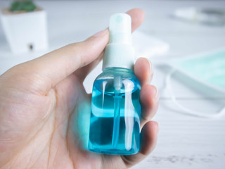 Squeeze the alcohol gel into your hands.