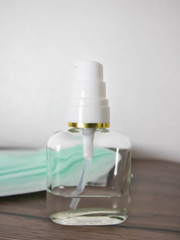 Coronavirus prevention medical surgical masks and hand.corona virus protection.