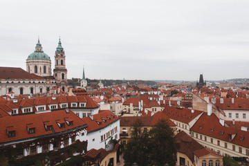 Fototapeta na wymiar View of the roofs of the city. Prague
