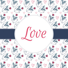 White greeting card with a floral pattern. Love card.