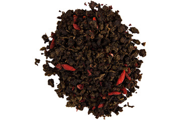 Oolong Tea Isolated on a White Background Top View