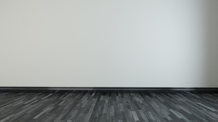 empty room with black wooden floor