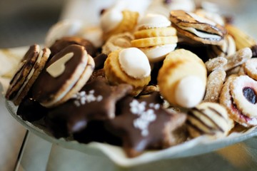 Christmas cookies in a glass bowl