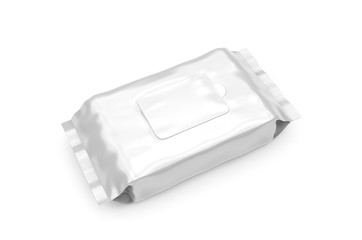 Blank Wet Wipes Soft Tissue Package For Branding, 3d render illustration.