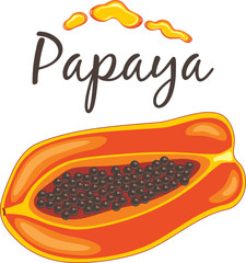 Fototapeta premium Papaya with drops of juice for t-shirt design