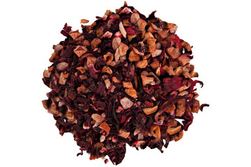 Dry Heap Fruit Tea on a White Background