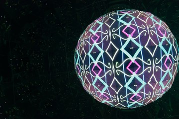 optical illusion, lighted ball, wallpaper, mirror