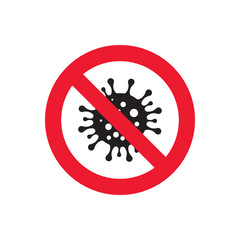 coronavirus red round prohibition sign. stop covid-19 pandemic badge. stop coronavirus design concept