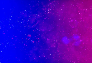 Abstract Dark & Light Glow Particles Flow On Galaxy Gradient Background