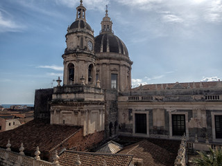 Fototapeta na wymiar Catania cityscape. View to Historical Buildings. Sicily, Italy.