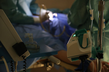 Professional medical equipment in surgery room, closeup