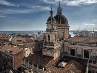 Catania cityscape. View to Historical Buildings. Sicily, Italy.