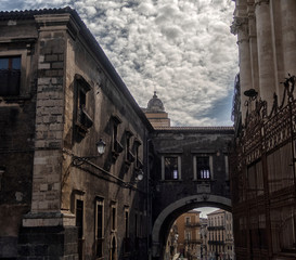 Catania cityscape. View to Historical Buildings. Sicily, Italy.