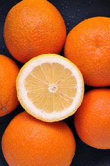 a plate of citrus fruit top view