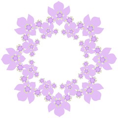 light lilac flower frame on a white background. color drawing by hand. print, greeting card .