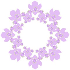 light lilac flower frame on a white background. color drawing by hand. print, greeting card .