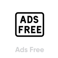 Ads free blocking icon. Editable line vector.