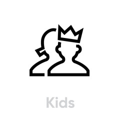 Kids customer icon. Editable line vector.