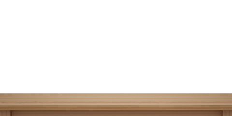 Empty light wooden table top isolated on white background  with clipping path, Use as products display montage. Vintage style concept free space use for your copy and branding.3d illustration