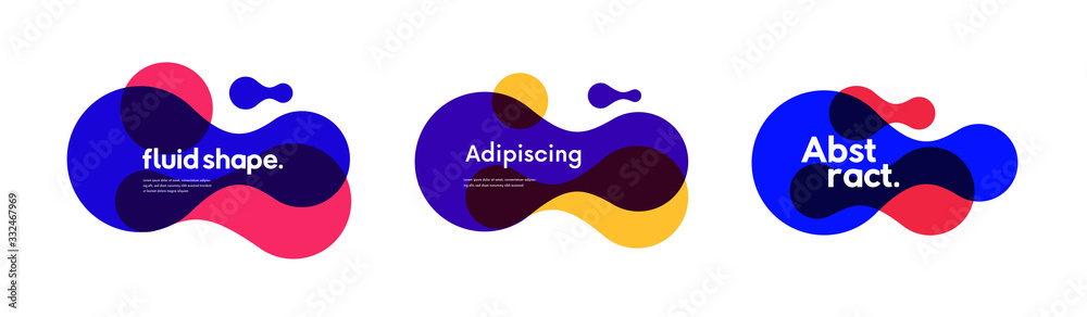 Poster set of abstract modern geometric graphic element banners. trendy fluid shape for promo. template for