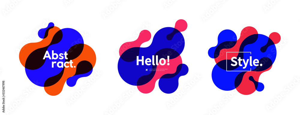 Aufkleber set of abstract modern geometric graphic element banners. trendy fluid shape for promo. template for
