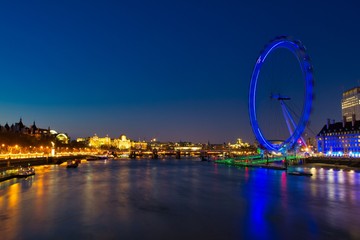 Fototapeta na wymiar London Eye and River Thames at Night