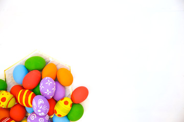 Fototapeta na wymiar Colorful handmade easter eggs isolated on a white background.