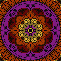 Ethnic Mandala Ornament. Arabic, Pakistan, Moroccan, Turkish, Indian, Spain motifs