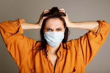 Young woman wearing protecion mask