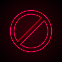 Not allowed sign. Neon glowing graphic design. Vector Illustration